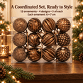 thumbnail image 6 of KFUIRDE Vintage Painted Christmas Ornaments Set 12pc, Warm Brown Retro Tree Decor with Shatterproof Hanging Balls, Vintage Style Accents for Christmas Tree Mantel Wreath, Holiday Display, 6 of 8