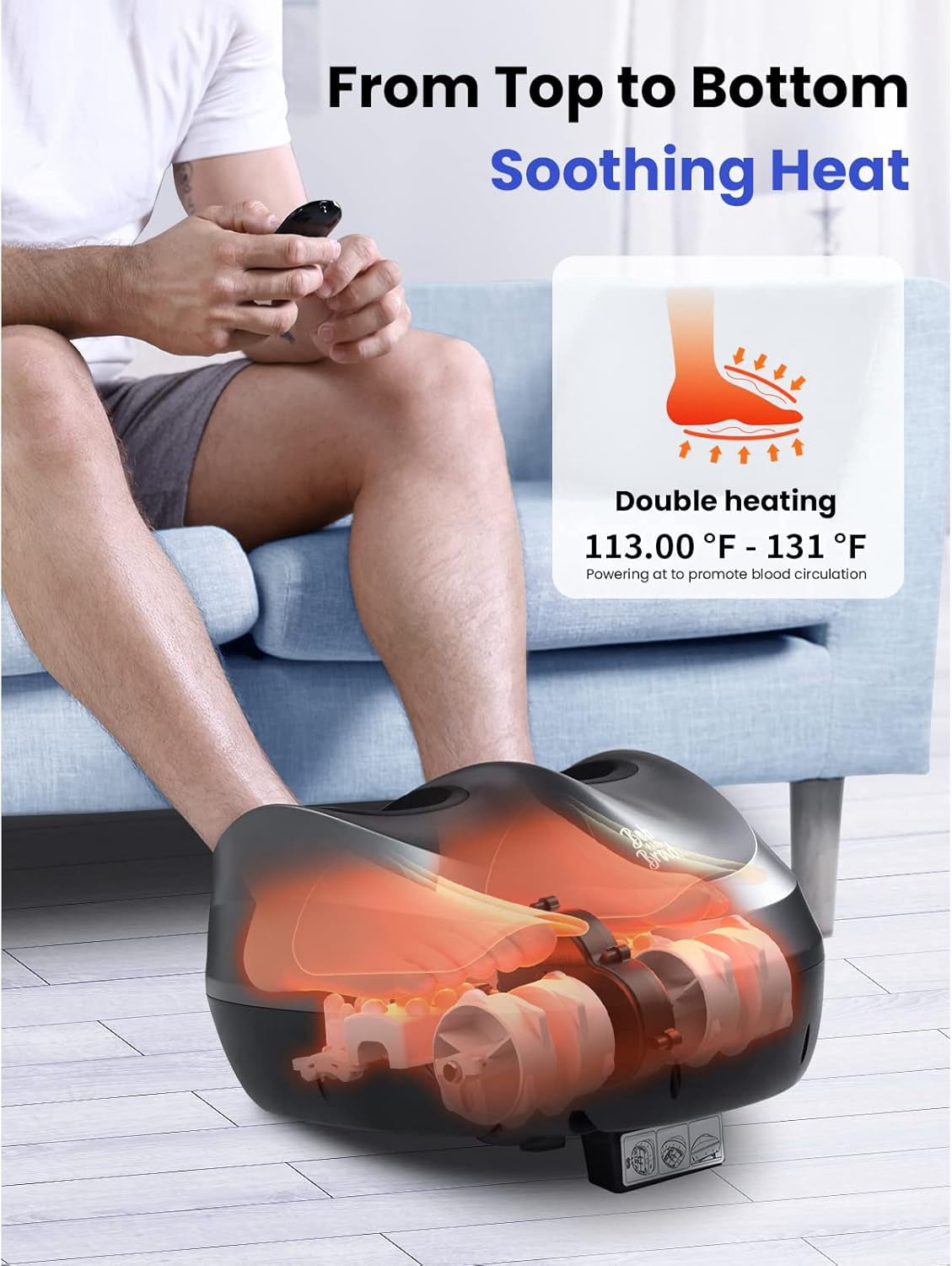 Bob and Brad Shiatsu Foot Massager with Heat and Remote, Deep Kneading Therapy with 4 Level, Improve Foot Wellness, Fits Feet up to Men Size 12- Black