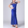 thumbnail image 2 of Glitter Waltz Modern Ballroom Wedding Dance Competition Wear Gowns Adult Blue, 2 of 5