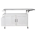 thumbnail image 4 of Harper & Bright Designs Outdoor Extendable Kitchen Island with Wheels, Patio Kitchen Cart with Foldable Stainless Steel Top, Portable Prep Station with Storage Cabinet and Towel Rack, White, 4 of 19