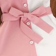 thumbnail image 7 of YTDSCS Toddler Girls Dresses for Kids Girls Colour Blocking Casual Dress Short Sleeve Buttons Party Princess Dress for 4-7 Years, 7 of 7