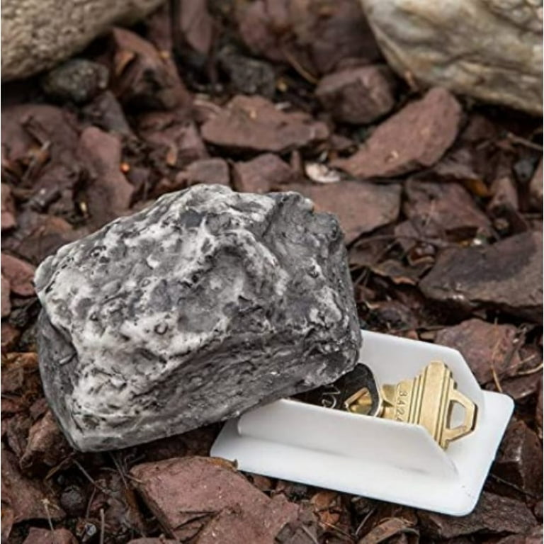 Stone Key Box Fake Rock Key Hider Flat Synthetic resin Holder in Gray Color  for Safe Compartment of Spare Car Key, House Keys, FYCONE 
