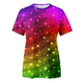thumbnail image 4 of Women Summer Tops Womens Crew Neck Letter Printed Short Sleeve O Neck T Shirt Top Woman plus Size Top Ladies Workout Tops Striped V T Shirt Womens Long Athletic Tees And Long Sleeve Women Hot Pink S, 4 of 5