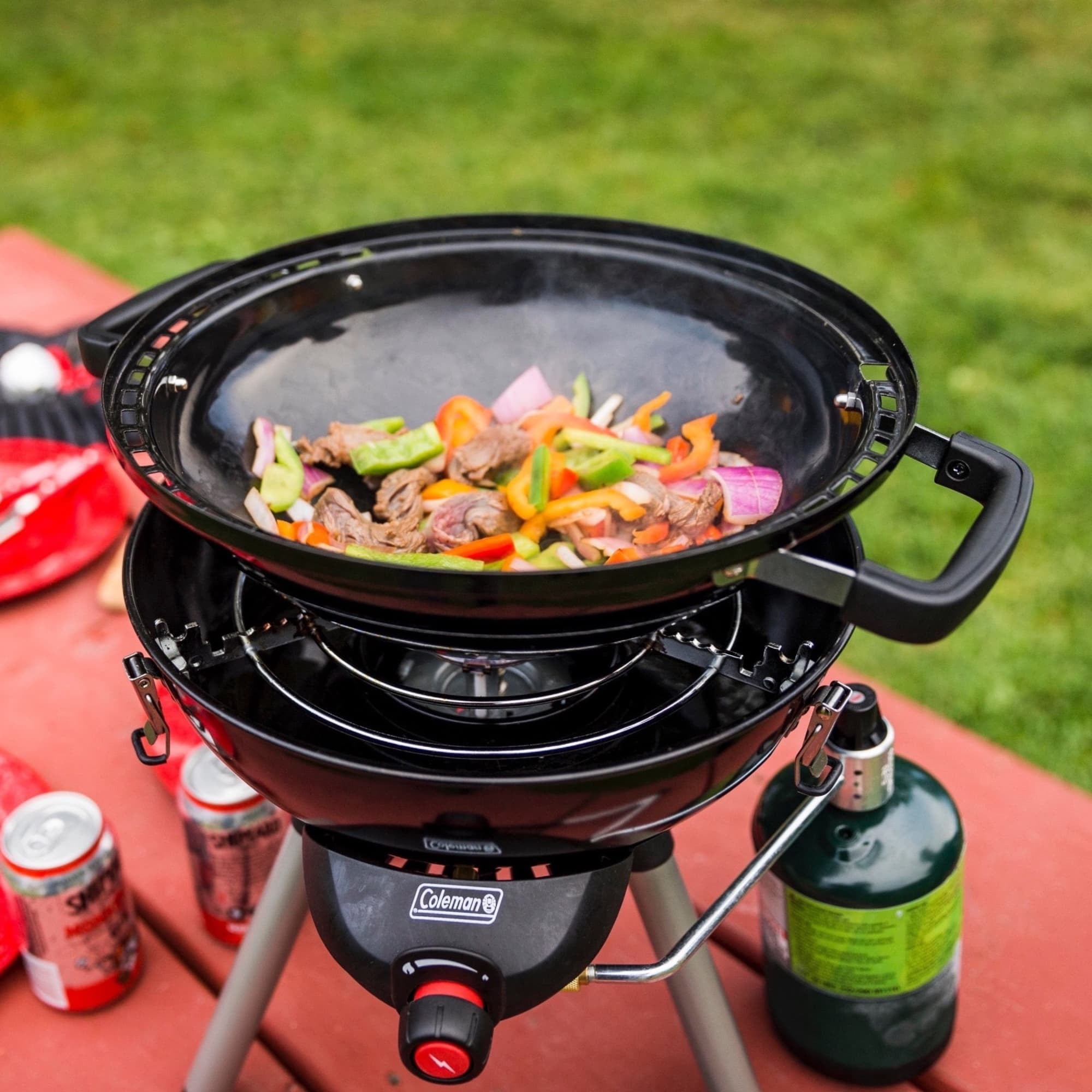 バーベキュー・調理用品 Coleman Powerhouse Gas Stove Coleman 4-in-1 Portable Propane Gas Camping Stove, Red - Walmart.com
