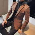 thumbnail image 5 of Chaqueta de tweed para hombre, corta, corta, con una sola botonadura, para hombre, moda original 2024, ropa sencilla, alta calidad, nueva, 5 of 5
