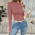 thumbnail image 3 of FAIWAD Cropped Sweaters for Women Slim Fitted Stretchy Crewneck Knitted Pullover Casual Basic Going out Sweater, 3 of 5