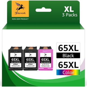 65XL 65 Ink Black and Color Combo Replacement for HP Ink 65 to Use with HP Deskjet 2622 2624 2652 2655 3720 3721 3722 3723 3732 3758 Envy 5052 5058 (3 Pack)