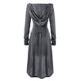 thumbnail image 3 of hirigin Women Halloween Costume Solid Color High Low Long Sleeve Hooded Dress for Party Role-playing Cosplay, 3 of 6
