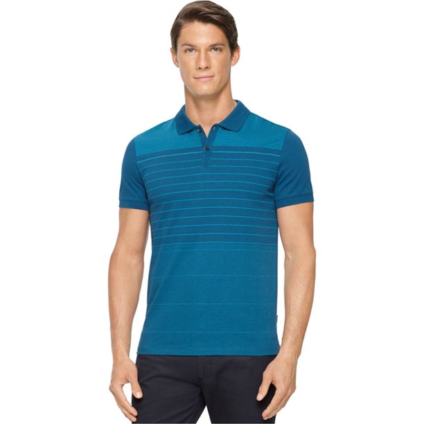 Polo de Rugby Calvin Klein para hombre diseño de rayas ajuste delgado verde extragrande