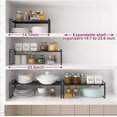 thumbnail image 3 of SHIQI-Expandable Kitchen Cabinet and Countertop Shelf Organizer Adjustable Cupboard Stand Spice Rack Counter Pantry Shelf Organization Storage Rack for Kitchen Bathroom Office(Black), 3 of 4