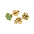 thumbnail image 2 of 14K Solid Gold Screw Back Stud Earrings for Women | 0.35 cttw Round Cut Simulated Green Diamond | Yellow Gold, 2 of 5
