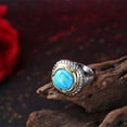 thumbnail image 6 of Platinum Plated Halo Ring Womens Gold Kallaite Stone Blue B505, 6 of 7