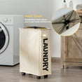 thumbnail image 5 of Gymax 21'' Slim Laundry Basket Hamper 10 Gallon Collapsible Waterproof Organizer Wheels Beige, 5 of 10