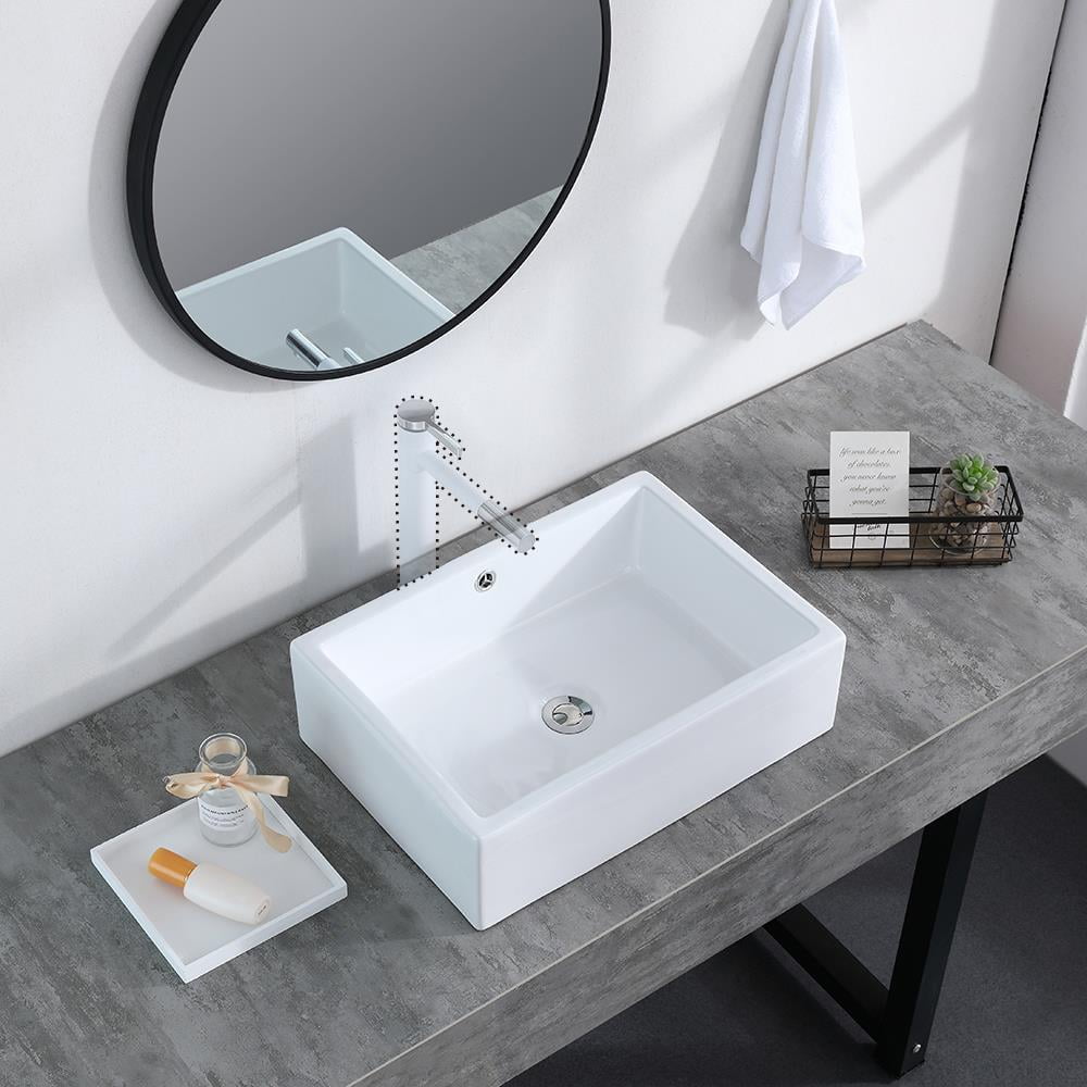 Ktaxon Rectangle Bath Sink Above Counter White Porcelain Ceramic