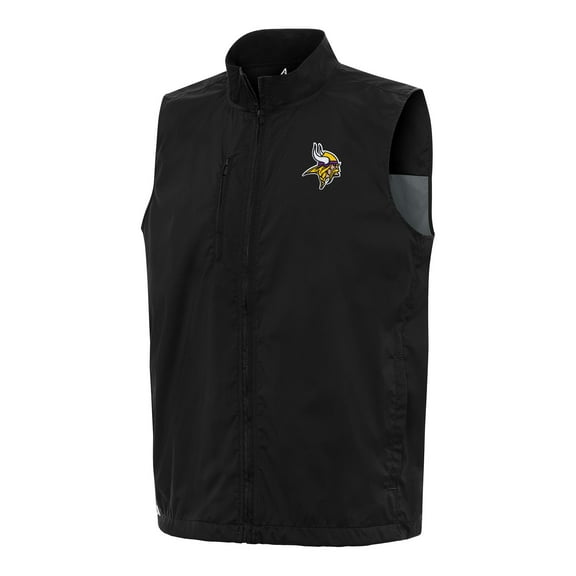 Men's Antigua Black Minnesota Vikings Brisk Full-Zip Vest