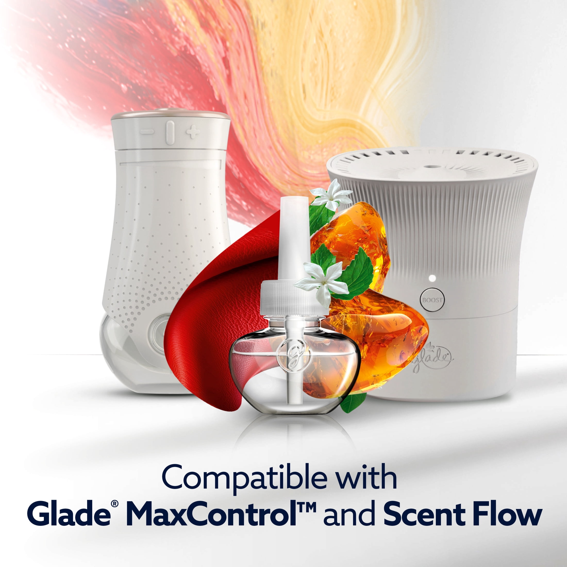 Glade® PlugIns® Refills with CustomScent Technology, Leather & Golden Amber, 2 Refills