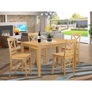 East West Furniture Capri 5-piece Wood Dining Set with Bar Stools in Oak
