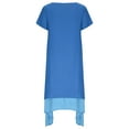 thumbnail image 3 of AherBiu Robes Grande Taille pour Femmes Col en V Manches Courtes Superposées Fluides Décontractées Robe Maxi d'Été, 3 of 6