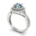 thumbnail image 2 of 1.3125 ct Round Cut Blue Moissanite Halo Engagement Ring for Women in 18K White Gold, 2 of 5