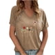 thumbnail image 2 of Fiudx Ofertas de La Semana Blusas con Cuello En V de Manga Corta con Estampado Informal a La Moda para Mujer, 2 of 4
