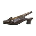 thumbnail image 3 of PEERAGE Louisa Women Extra Wide Width Closed Square Toe Slingback with Buckle Strap in Upper BROWN 12, 3 of 6