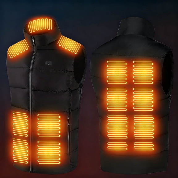 Daznico Jackets for Men,Smart LED Heated Vest with Three Brightness Settings for Warmth and Cold,Mens Winter Coats,Size:4XL