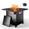 thumbnail image 2 of CHITOOMA 28 Inch Propane Fire Pits with Cup Holders, 50000 BTU Steel Gas Fire Pit Table with Lid and Lava Rock for Outdoor, 2 of 12