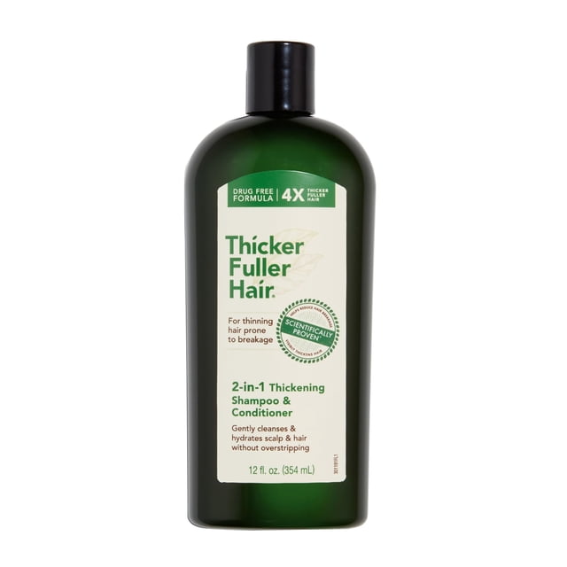 Champú y acondicionador Thicker Fuller Hair 2 en 1, 355 ml, para hombres