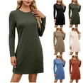 thumbnail image 6 of Dxzfnsa Womens Dresses Summer Casual Dress Long Sleeve Round Neck Dress Shift Dress for Women 2025(Black,S-2XL), 6 of 6