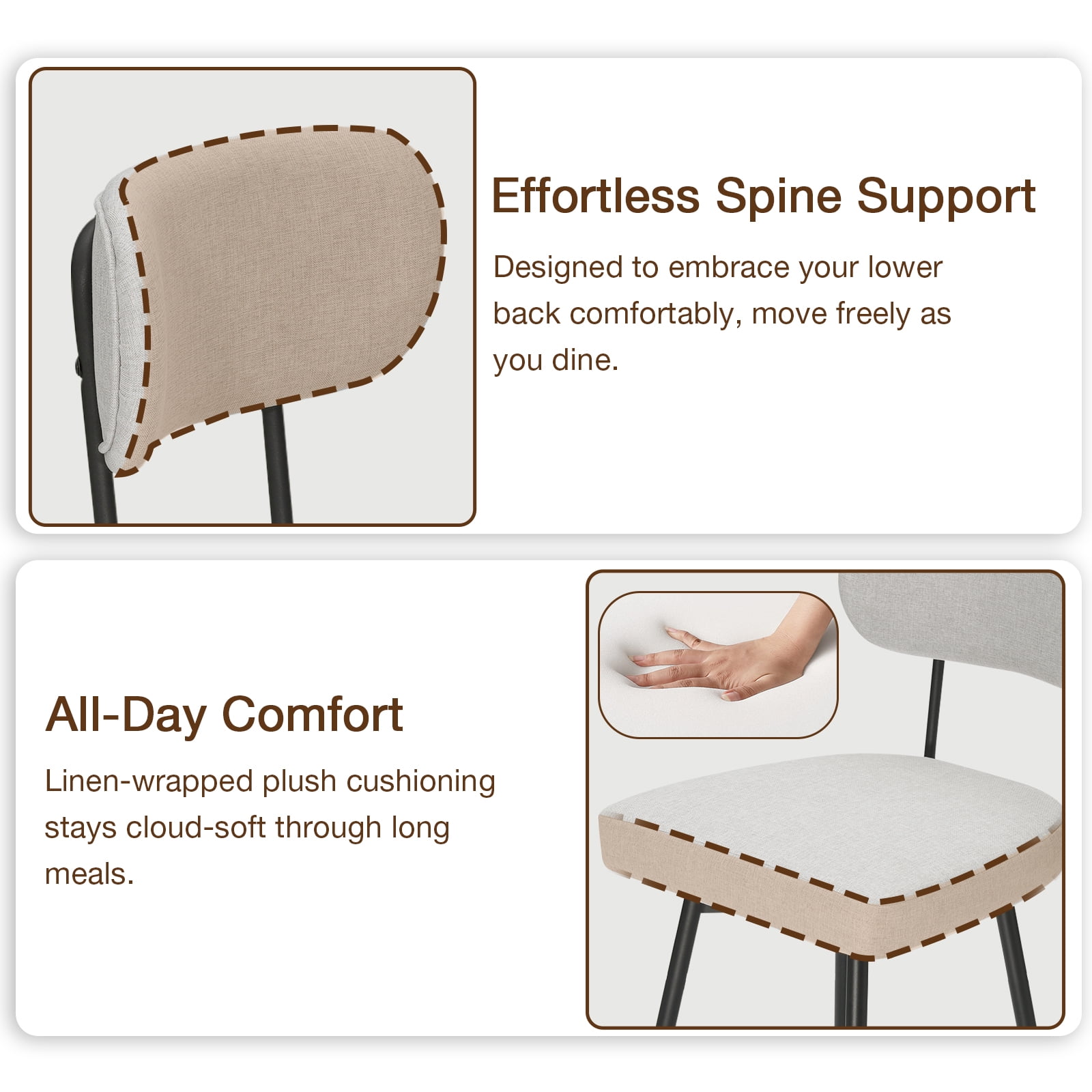 Hommpa Swivel Bar Stools Set of 3 Counter Height Barstools 26" Beige Linen Fabric Upholstered Kitchen Counter Stools with Backs, Metal Legs, Footrest and Wide Seat