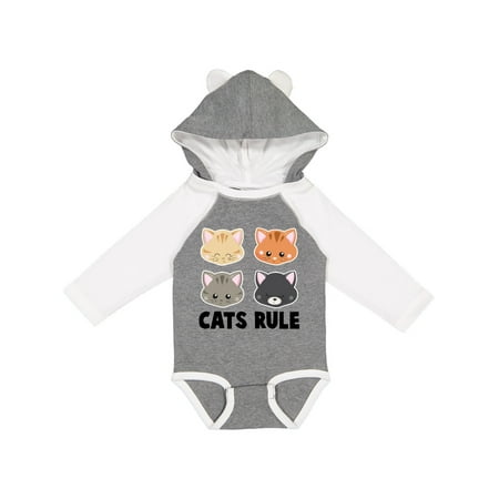

Inktastic Cats Rule with Cat Heads Gift Baby Boy or Baby Girl Long Sleeve Bodysuit