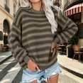 thumbnail image 2 of MYAOYI Womens Oversized Striped Sweater Crew Neck Drop Shoulder Knit, 2 of 8