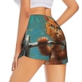 thumbnail image 2 of Uemuo Strong Kitten Lifting Weights Pattern Women's Athletic Shorts High Waisted Running Shorts with Liner Pockets Gym Elastic Workout Shorts-Large, 2 of 9