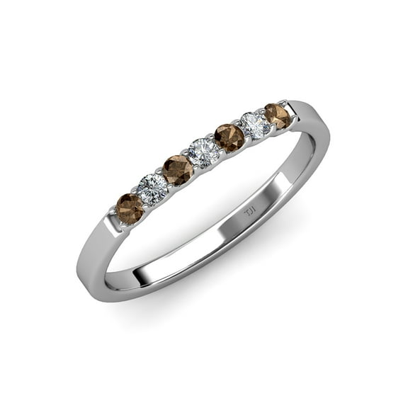 TriJewels 0.21 ctw Smoky Quartz and Lab Grown Diamond 7 Stone Wedding Band in 10K Gold