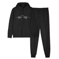 thumbnail image 2 of ibuvkizy Sweatsuits Women 2 Piece Outfit!Men's and Women's Sports Tracksuits Long Sleeve Pullover Hoodies Sweatshirt Loose Coat and Sweatpants Fall Winter Suit Black,XXL, 2 of 7