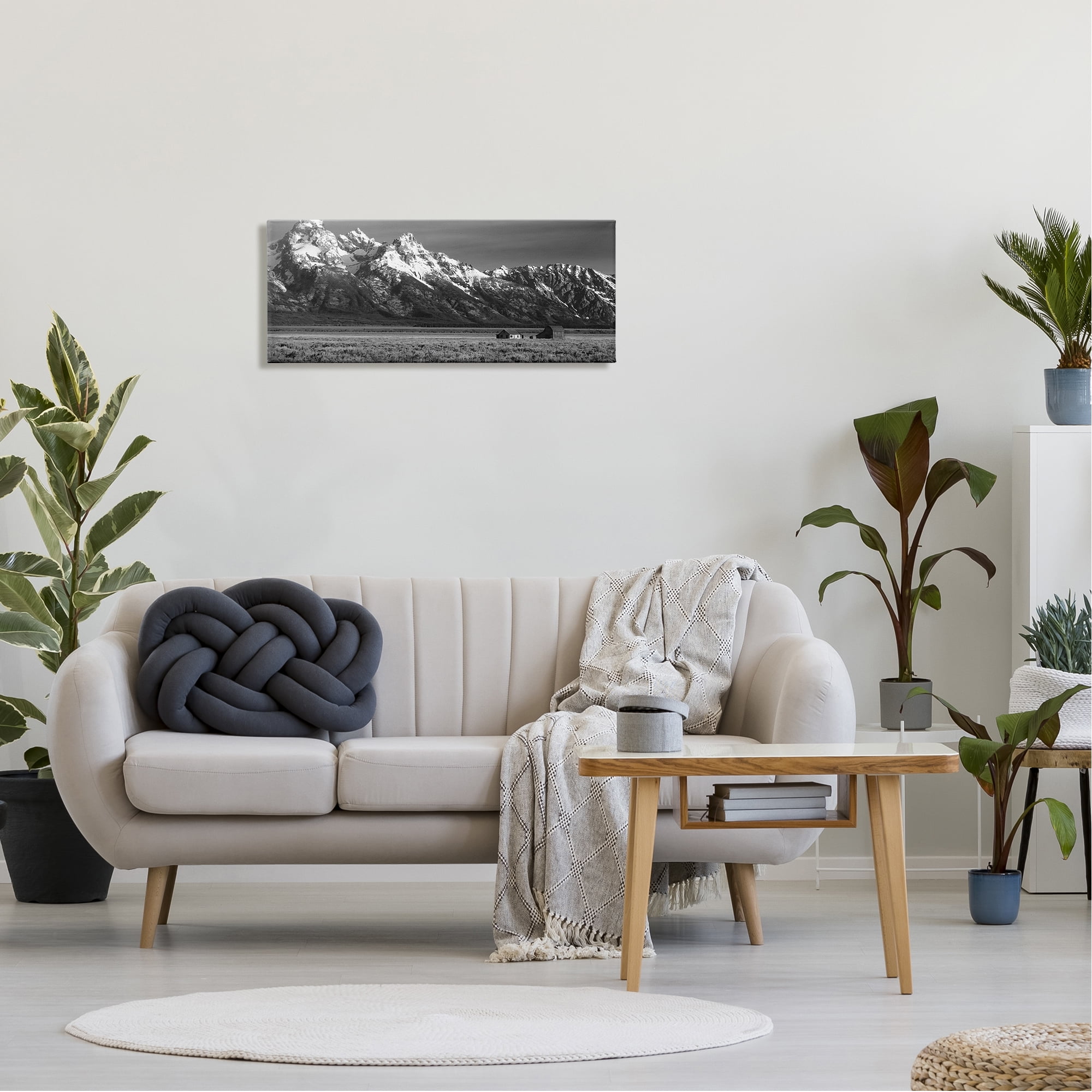 Stupell Industries Rural Cabin & Mountains Landscape Photography Gallery Wrapped Canvas Art Print Wall Art, 30 x 13