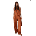 thumbnail image 3 of Women'S 2 Piece Outfits Linen Vest Waistcoat Dressy Casual Sets Wide Leg Pants Suits Orange Color M, 3 of 7