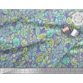 thumbnail image 3 of Soimoi Blue Cotton Cambric Fabric Artistic Leaf & Floral Print Sewing Fabric Yard 56 Inch Wide, 3 of 3