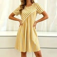 thumbnail image 5 of Snorda Summer Dress for Women Striped Dress Crew Neck Short Sleeve Patchwork Dresses Casual Loose Soft Breathable Dresses for Women All-Day Comfortable Wear, 5 of 7