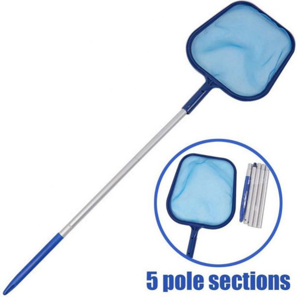 Pool Skimmer Net with 5 Sections 47" Detachable Pole, Leaf Skimmer Mesh