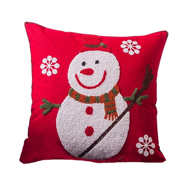 Funda de almohada navideña de algodón, lino, Snowflacke, muñeco de nieve, funda de almohada para decoración de festivales de Navidad, muñeco de nieve sidaley HA000472-05B