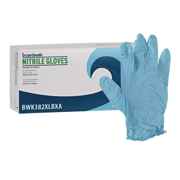 Boardwalk 382XLBXA 5 mil Disposable Examination Nitrile Gloves - X-Large, Blue (100/Box)