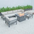thumbnail image 3 of LeisureMod Chelsea 7-Piece Patio Conversation Set Outdoor Sectional Sofa Set Black Aluminum With Fire Pit Table & Cushions in Beige, 3 of 13