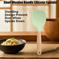 thumbnail image 6 of Qiangzon Short Wooden Handle Silicone Spatula Spoon Heat Resistant Non-Stick Cooking Utensil Multi-Function Rice Paddle with Ergonomic Grip for Mixing Serving Kitchen Tool Dishwasher Safe, 6 of 9
