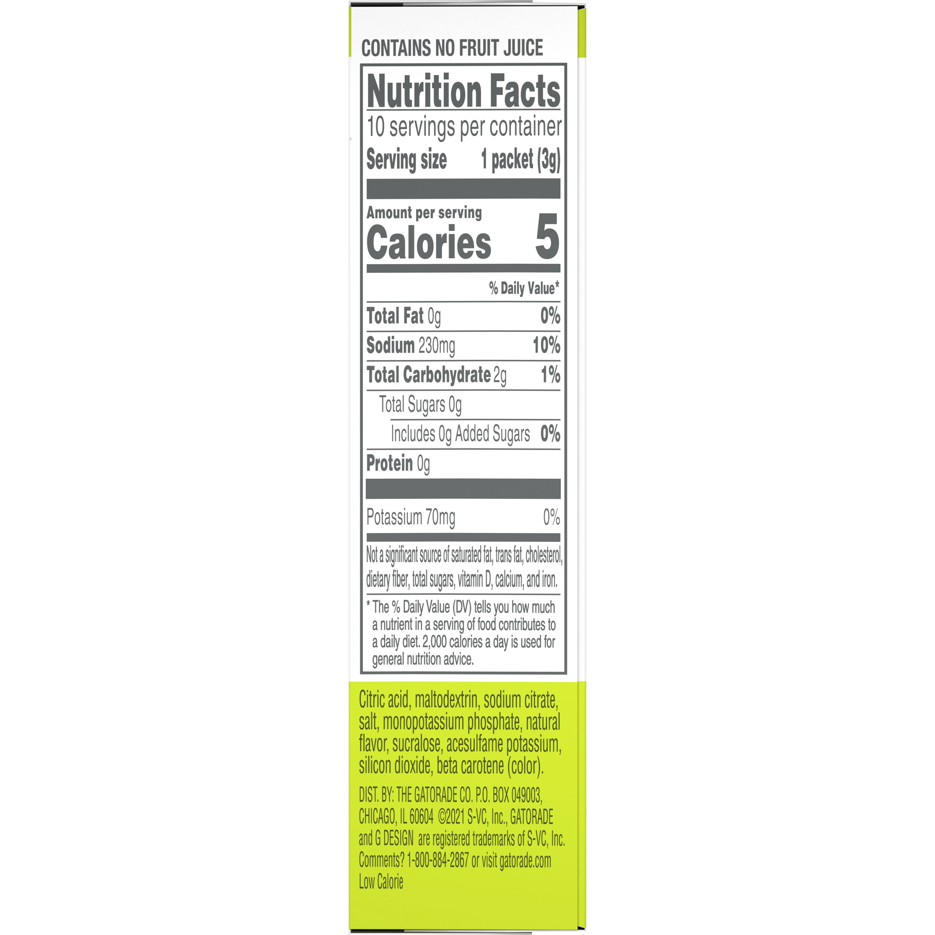 Gatorade G Zero Sports Drink Lemon Lime, Powdered Energy Drink Mix, 0.10 oz, 10 Count Packets