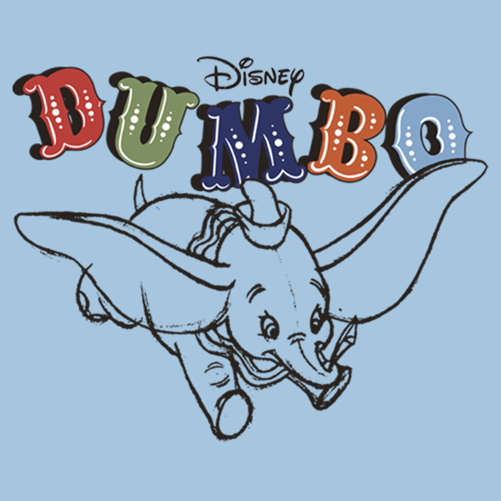 Boy\'s Dumbo With Flying Logo Athletic Graphic Heather Outline Tee Medium