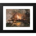 thumbnail image 2 of Pompeo Mariani 14x12 Black Modern Framed Museum Art Print Titled - Boat on Fire in a Harbour, 2 of 5