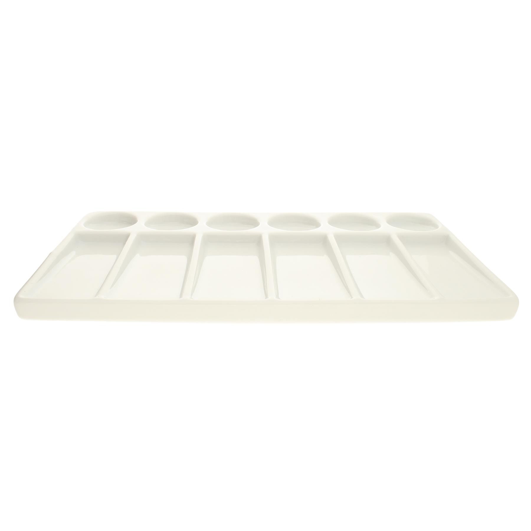 The Beadsmith Ceramic Mixing Palette – Rectangle Design Paint Holder – Arts and Crafts Accessories Organizer – 7.7" x 4.3" x .4” – 12 Compartments, (4 Palettes)