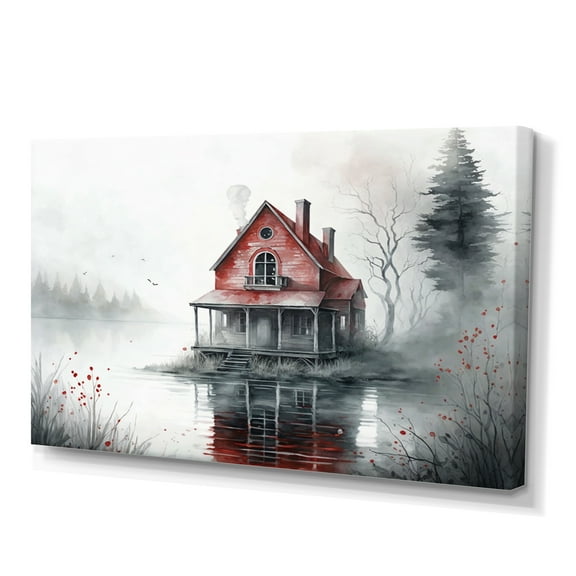 Designart Lake House Cottage I Canvas Wall Art
