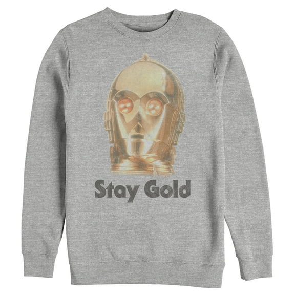 Men's Star Wars: The Rise of Skywalker C-3PO Stay Gold Sweatshirt Athletic Heather X Large